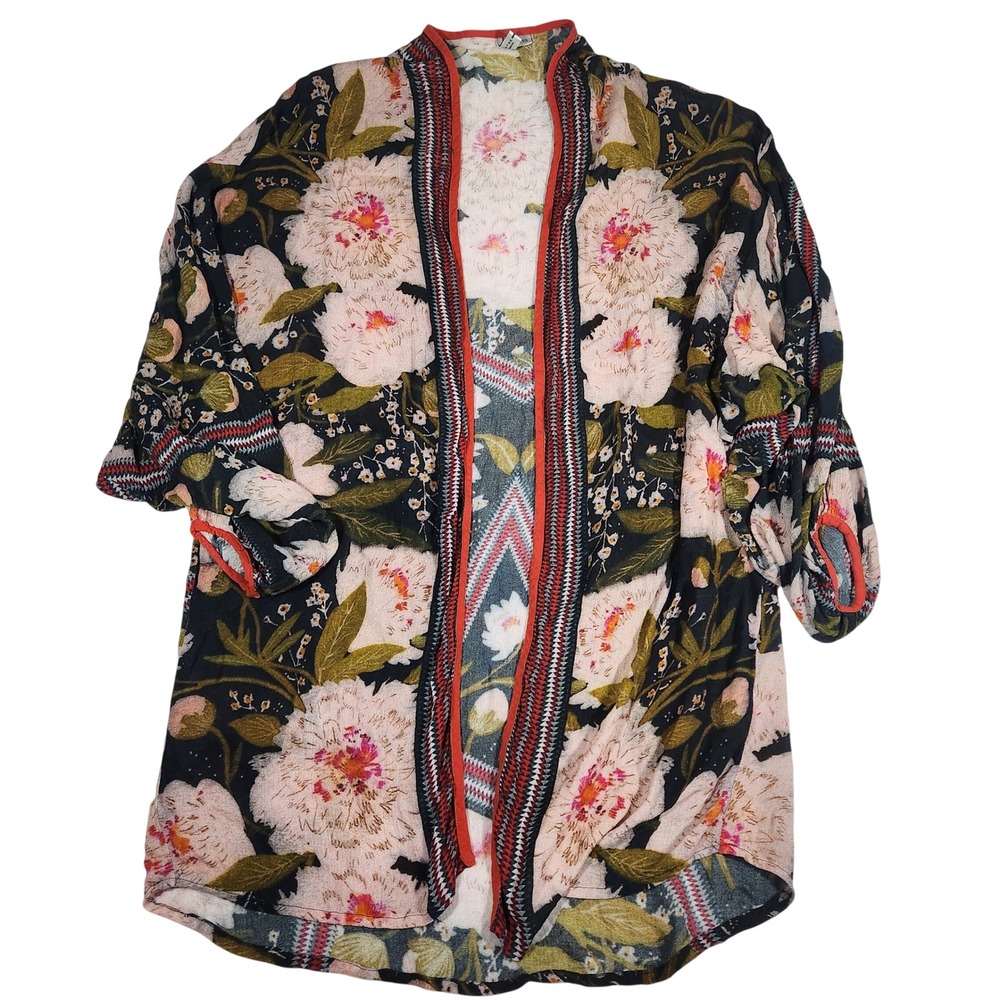 Blank London Floral Kimono Womens OS Multicolor Viscose Boho Duster - Picture 2 of 9